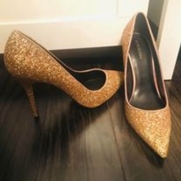 Le Chateau Size 10 Gold Glitter Heels - Picture 1 of 1